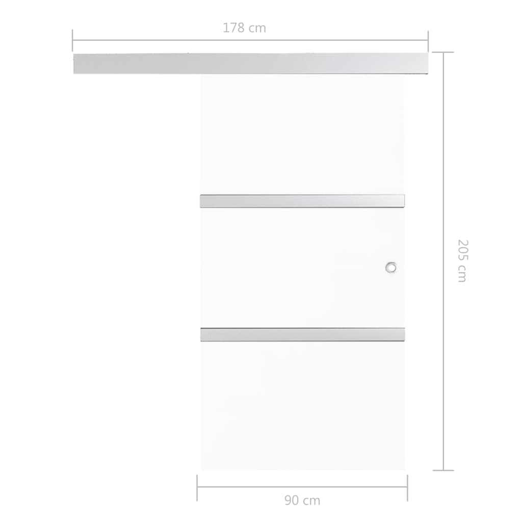 vidaXL Плъзгаща врата, ESG стъкло и алуминий, 90x205 см, сребриста