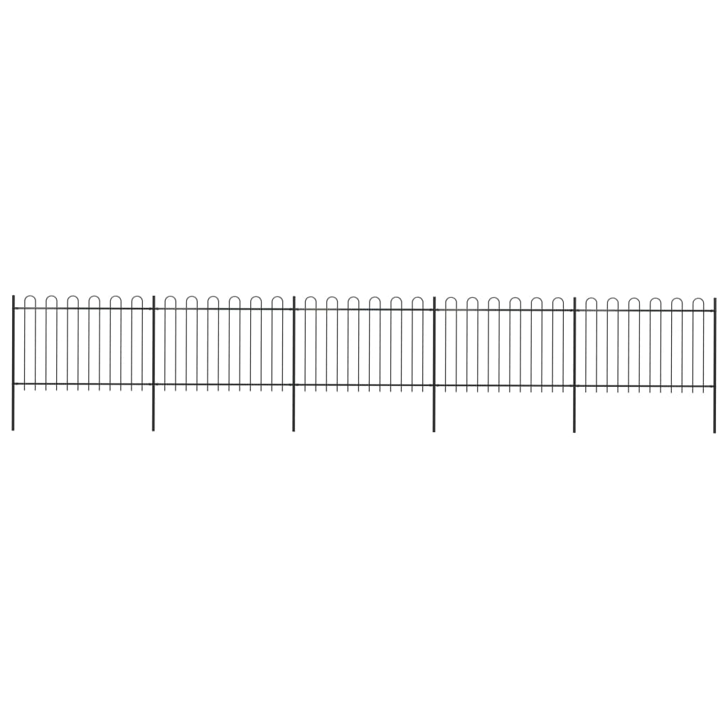 vidaXL Градинска ограда с извити върхове, стомана, 8,5x1,2 м, черна