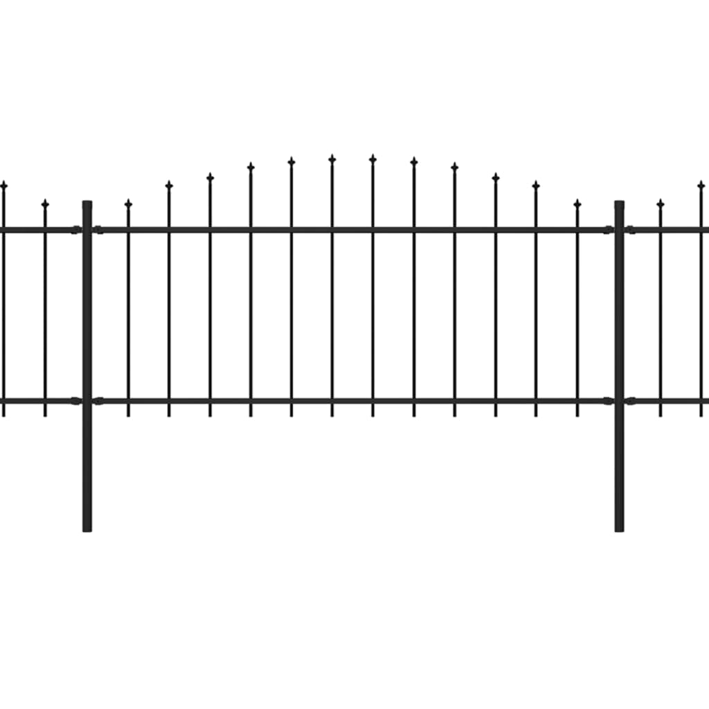 vidaXL Градинска ограда с пики, стомана, (0,5-0,75)x8,5 м, черна
