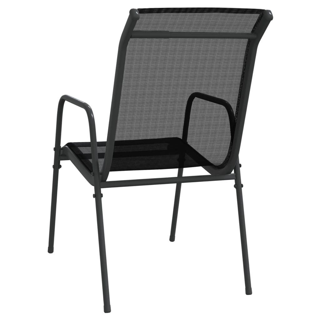 vidaXL Градински столове, 4 бр, стомана и textilene, черни