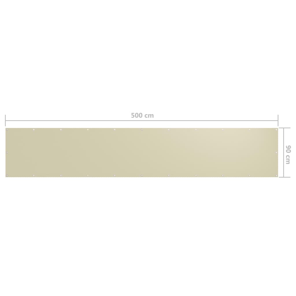 vidaXL Балконски параван, кремав, 90x500 см, плат оксфорд