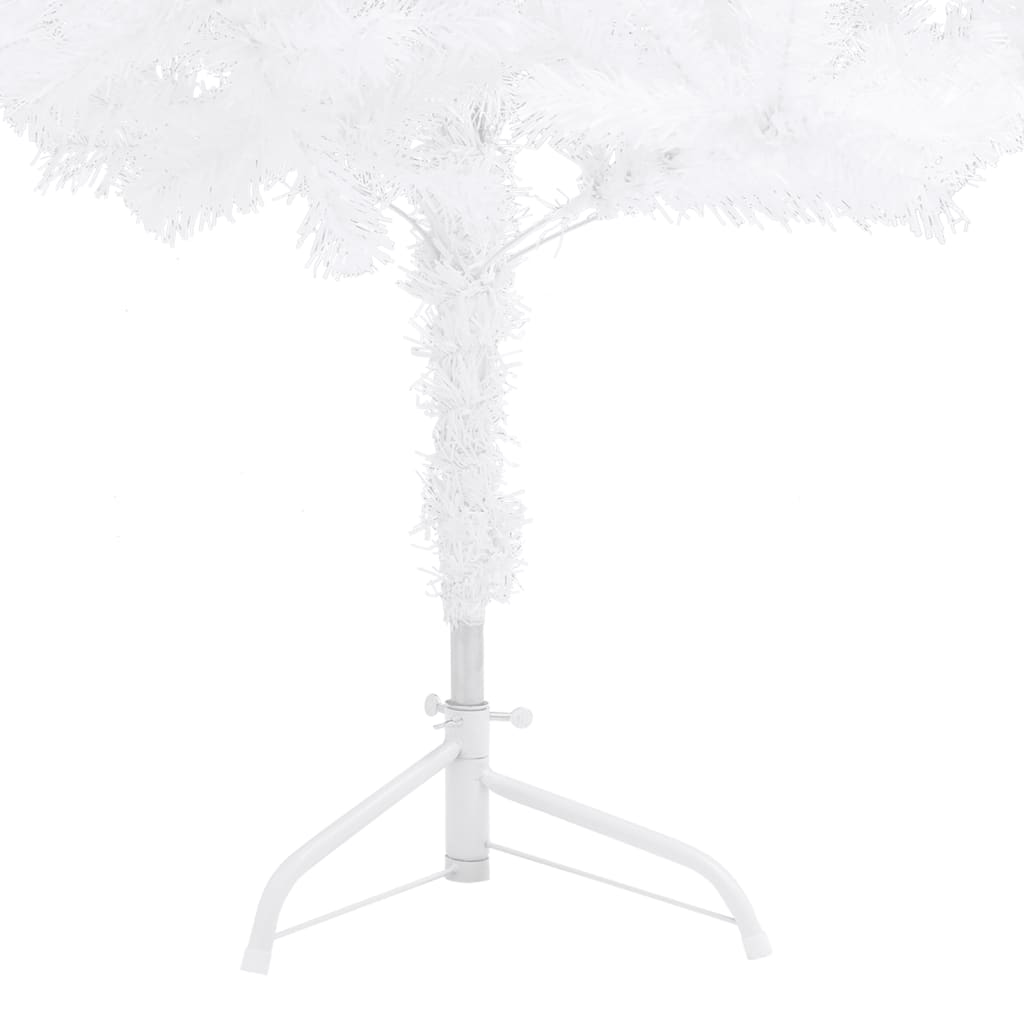 vidaXL Ъглова изкуствена коледна елха, бяла, 240 см, PVC