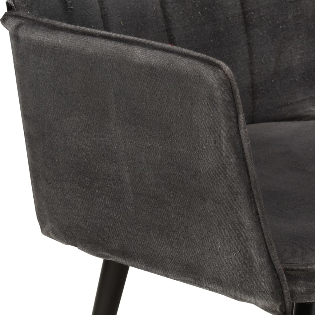 vidaXL Wingback стол с табуретка, черен, винтидж, канава
