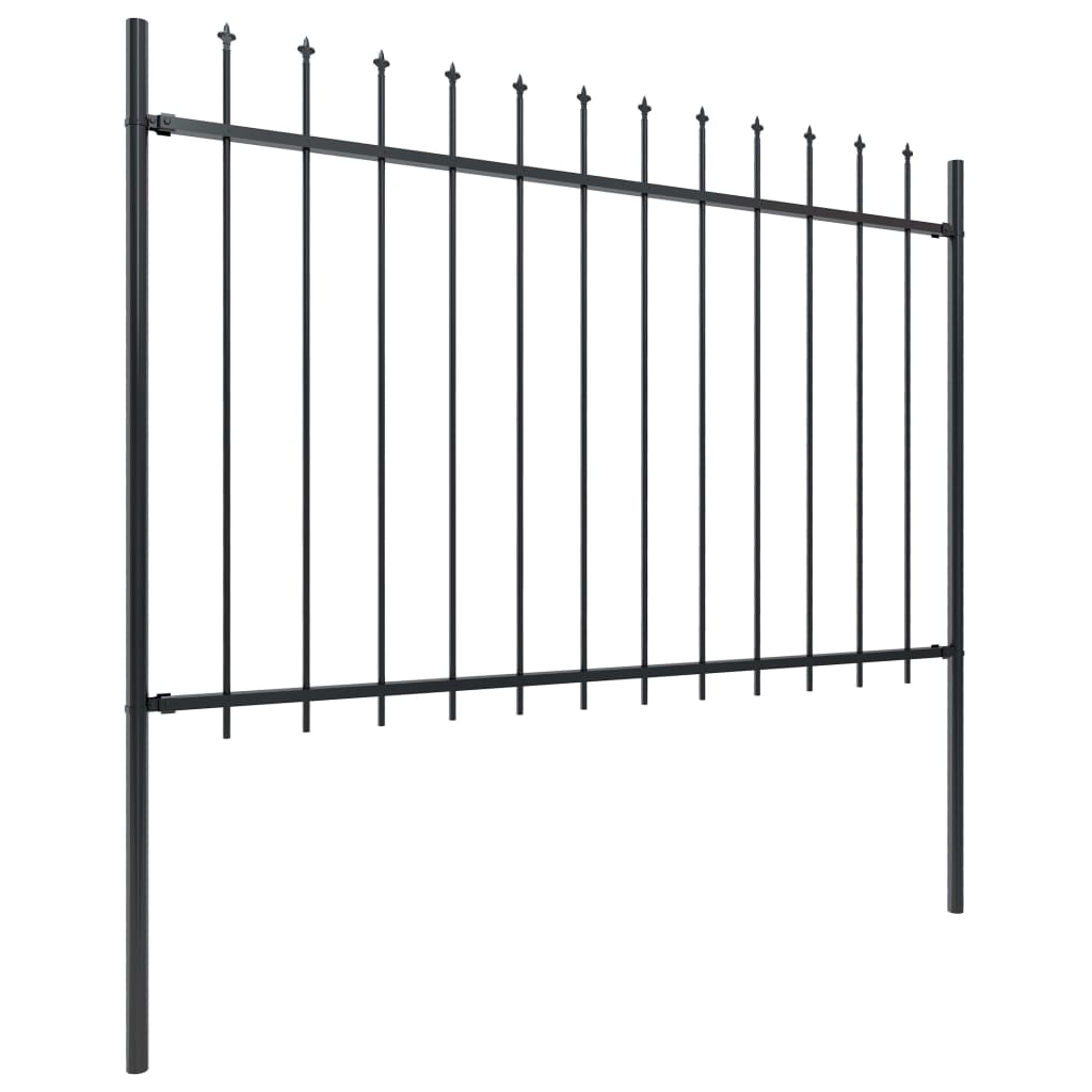 vidaXL Градинска ограда с пики, стомана, 3,4x1,2 м, черна