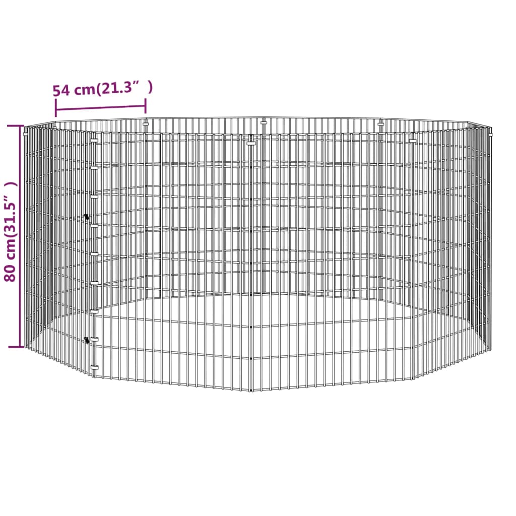 vidaXL Клетка за зайци, 10 панела, 54x80 см, поцинковано желязо