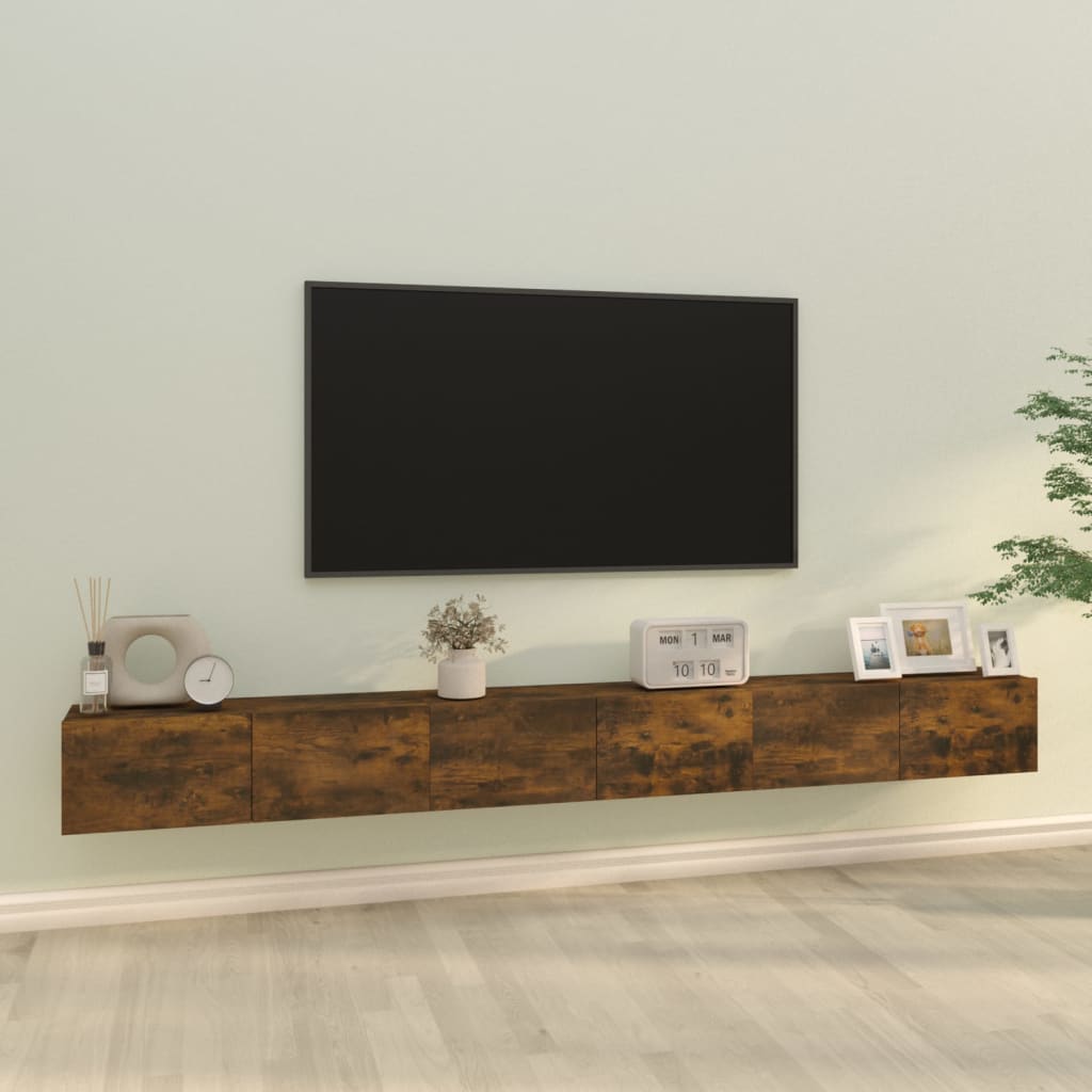 vidaXL Комплект ТВ шкафове от 3 части, опушен дъб, инженерно дърво