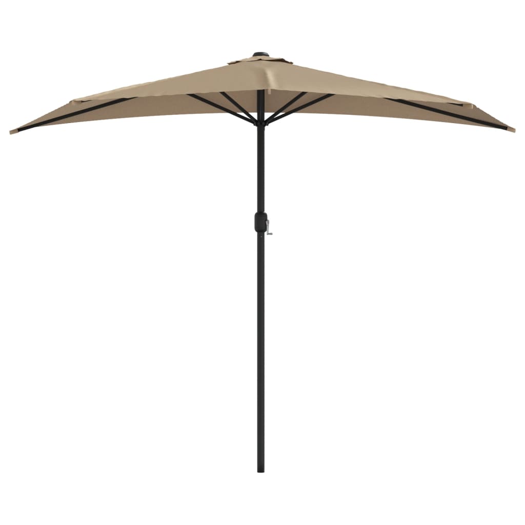 vidaXL Балконски чадър с алуминиев прът, таупе, 270x144 см, половин