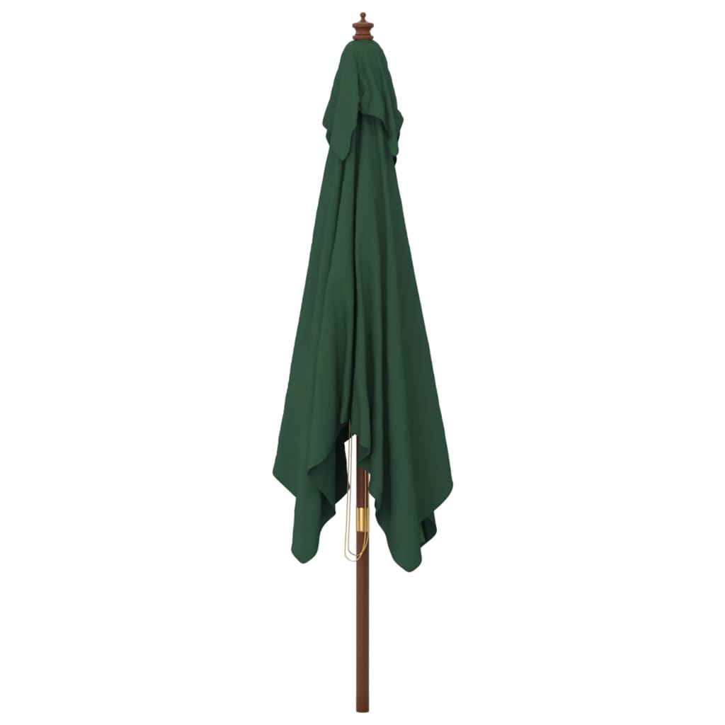 vidaXL Градински чадър с дървен прът, зелен, 300x300x273 см
