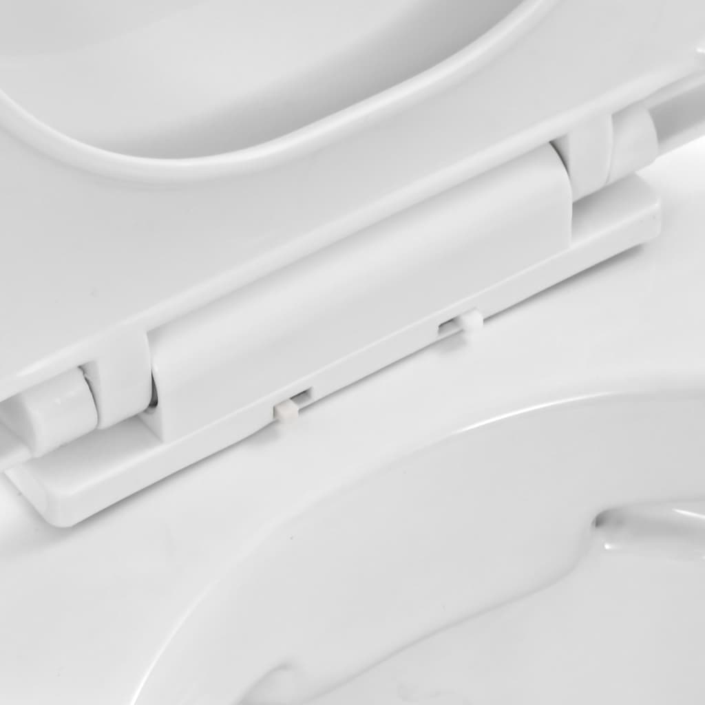 vidaXL Окачена тоалетна чиния без ръб, керамична, бяла