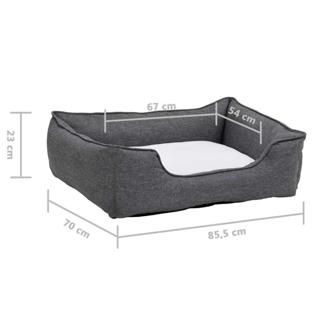 vidaXL Кучешко легло, сиво и бяло, 85,5x70x23 см, ленена визия, полар