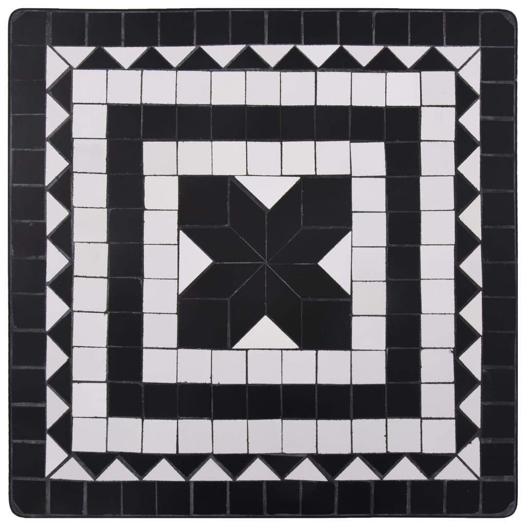 vidaXL Мозаечна бистро маса, черно и бяло, 60 см, керамика