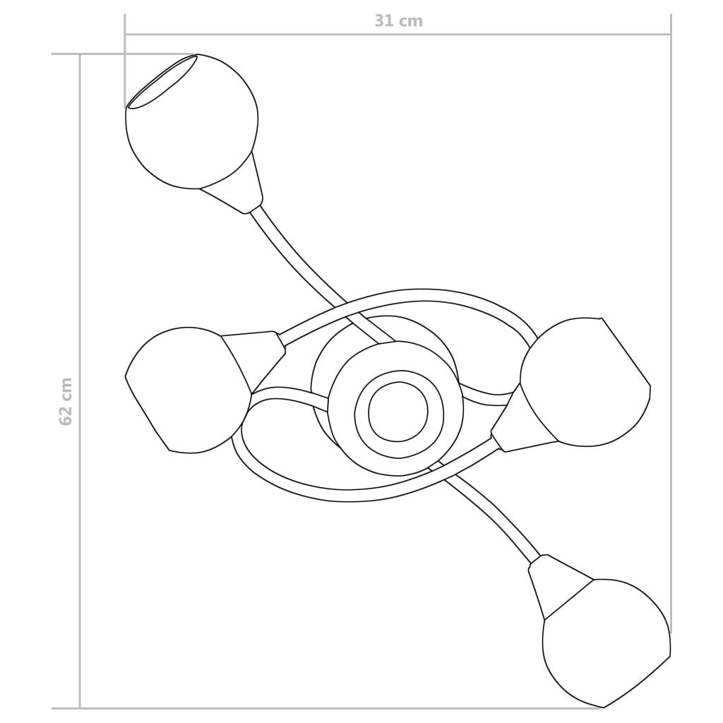 vidaXL Полилей с керамични кръгли абажури, за 5 крушки Е14, бели