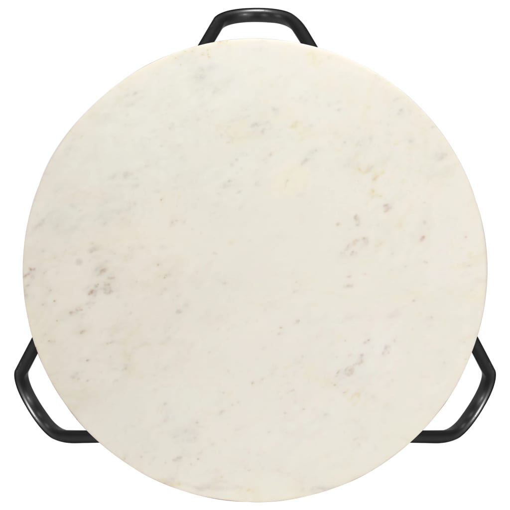 vidaXL Кафе маса бяла 65x65x42 см естествен камък с мраморна текстура