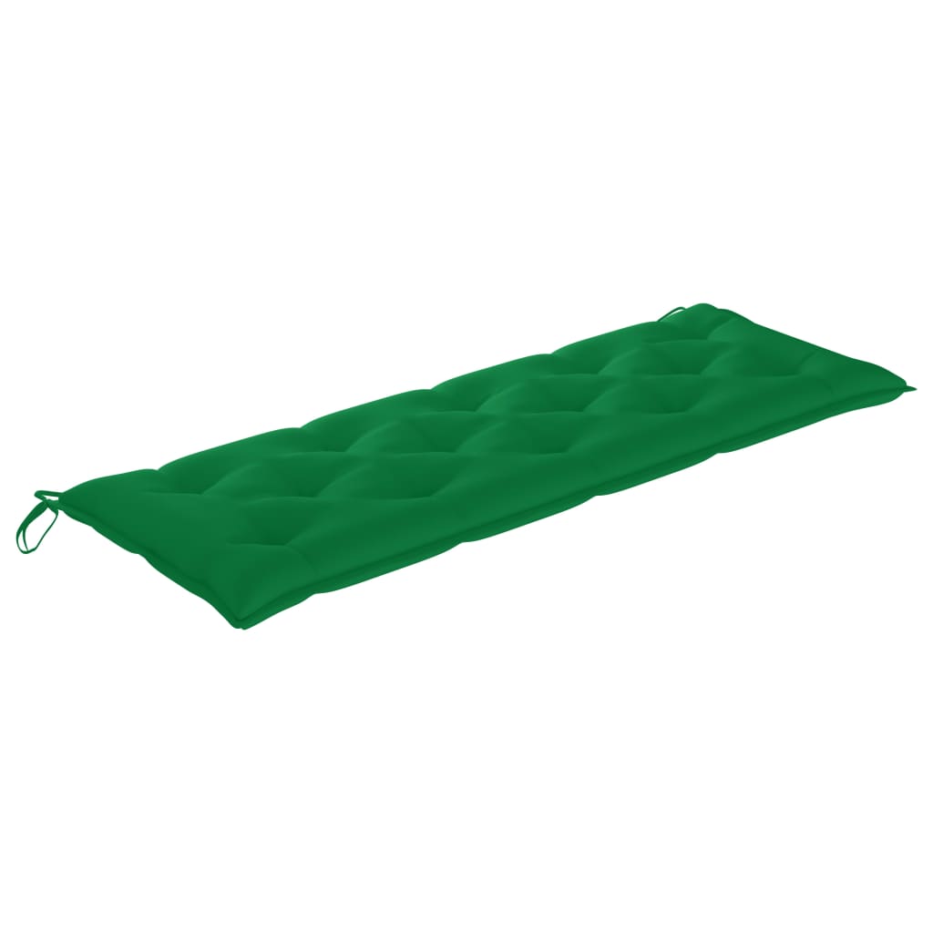vidaXL Пейка Батавия с зелено възглавница, 150 см, тик масив