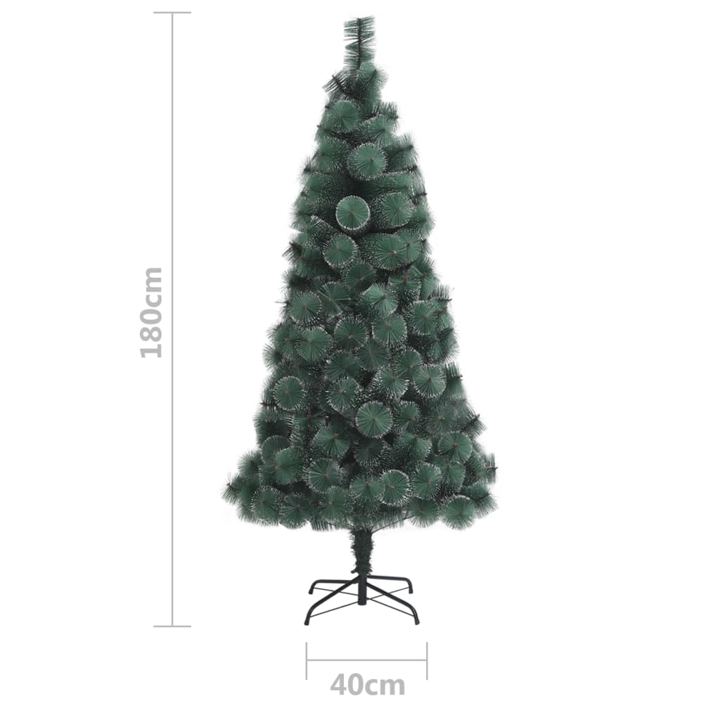 vidaXL Изкуствена коледна елха със стойка, зелена, 180 см, PET