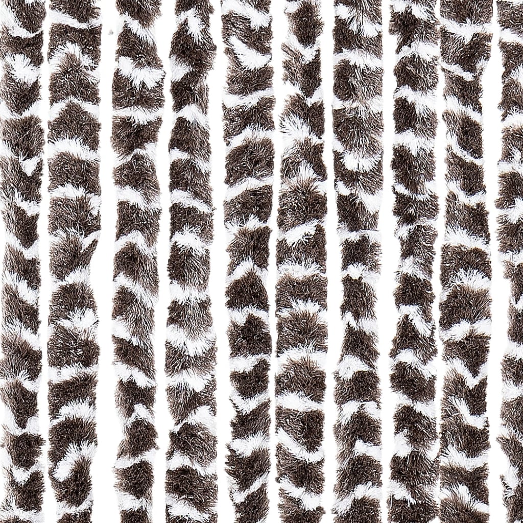 vidaXL Ресни за врата против мухи, кафяво и бяло, 90x200 см, шенил
