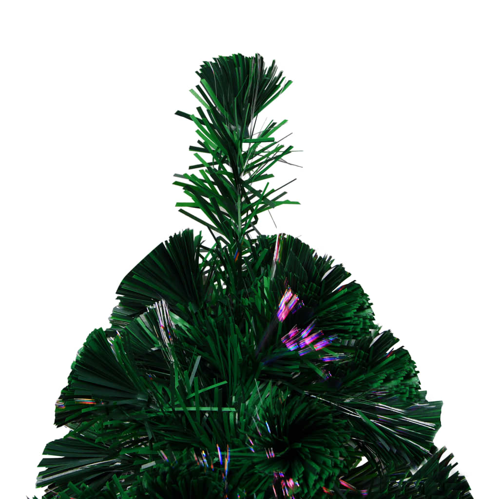 vidaXL Изкуствена коледна елха със стойка зелена 150 см оптично влакно