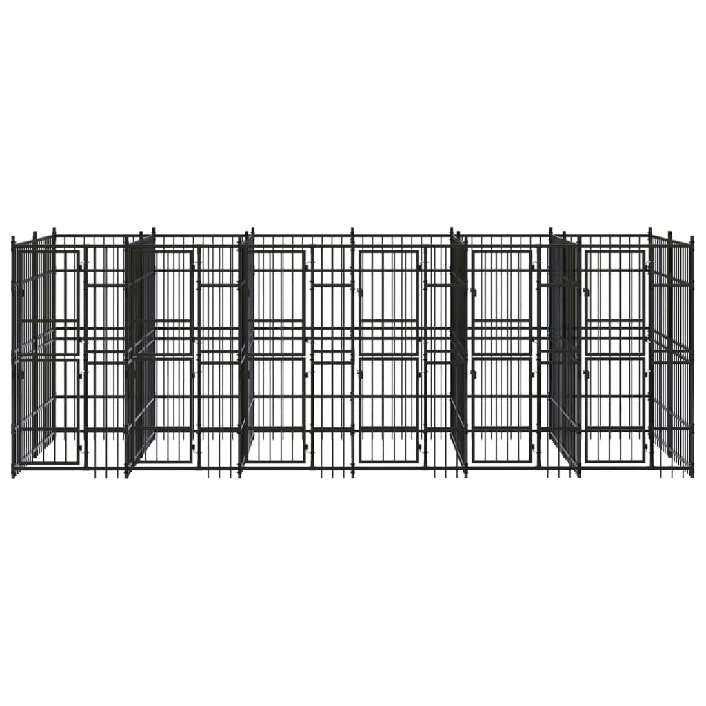 vidaXL Дворна клетка за кучета, стомана, 11,06 м²