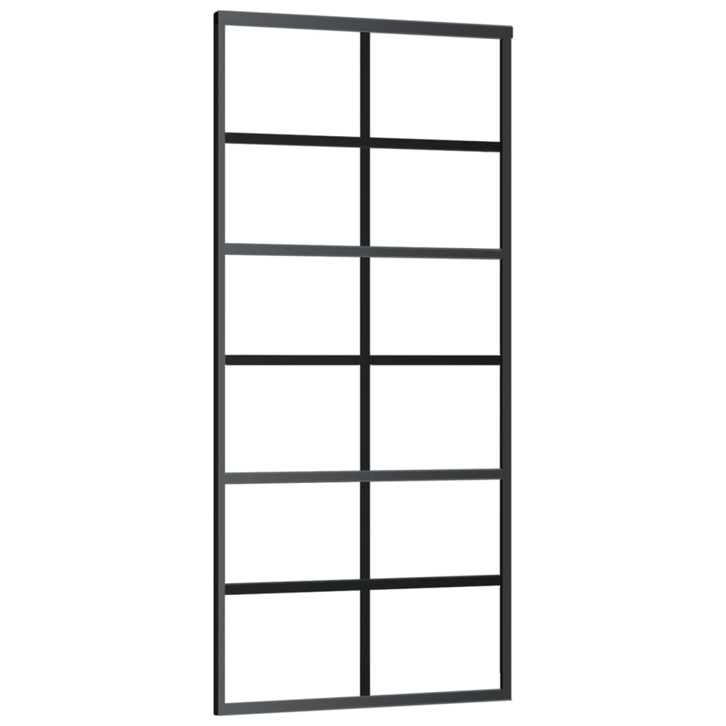 vidaXL Плъзгаща врата, ESG стъкло и алуминий, 90x205 см, черна
