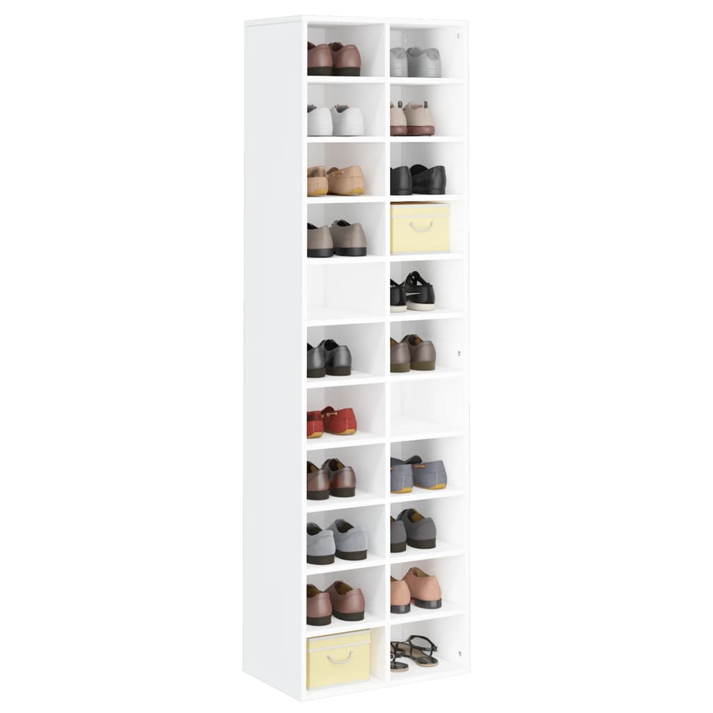 vidaXL Шкаф за обувки, бял, 54x34x183 см, инженерно дърво