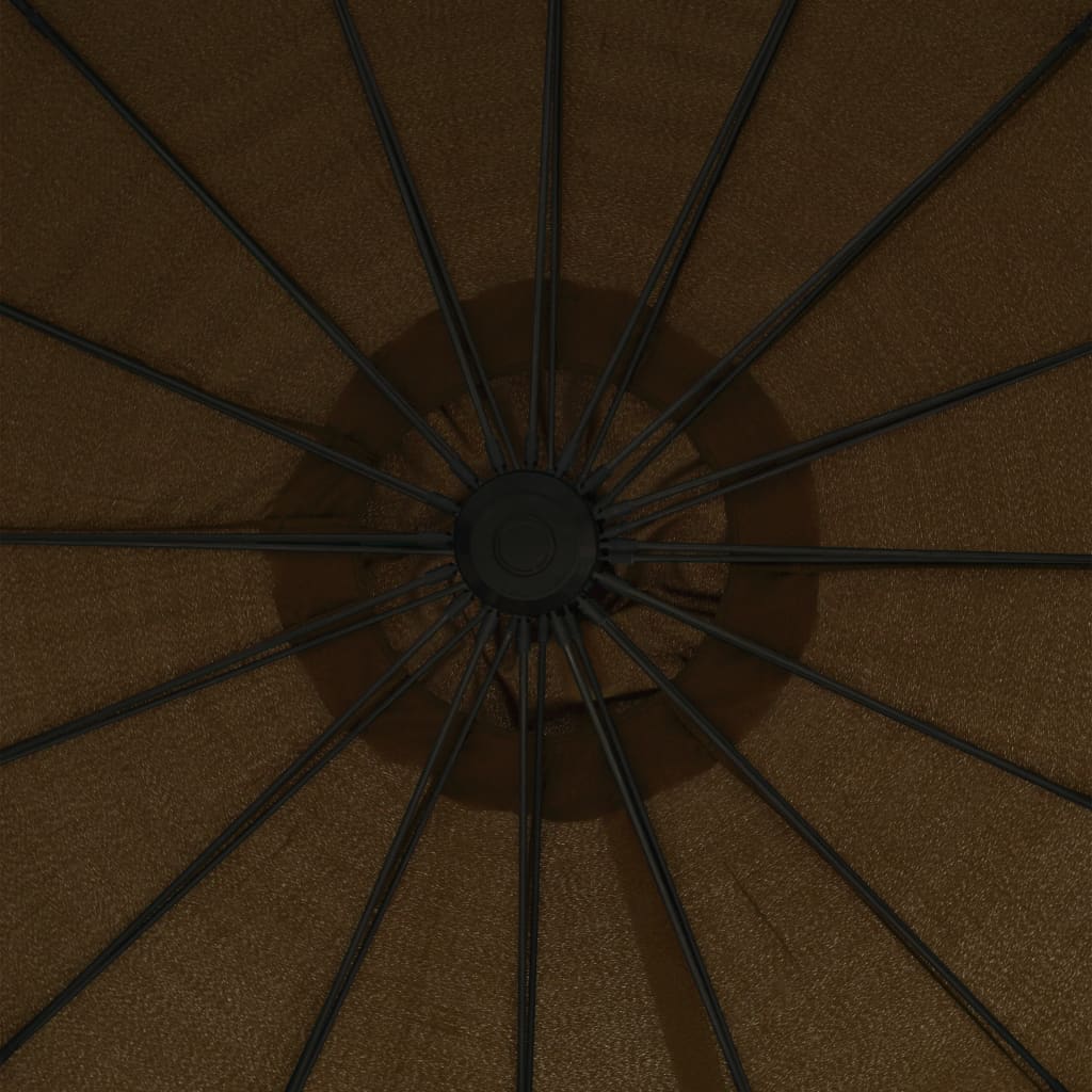 vidaXL Висящ чадър за слънце, таупе, 3 м, алуминиев прът