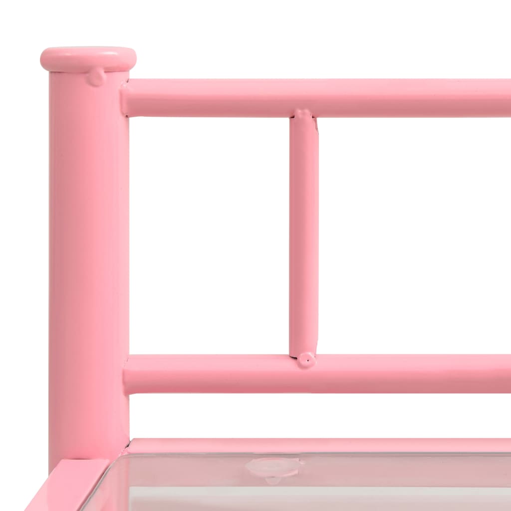 vidaXL Нощно шкафче розово и прозрачно 45x34,5x60,5 см метал и стъкло