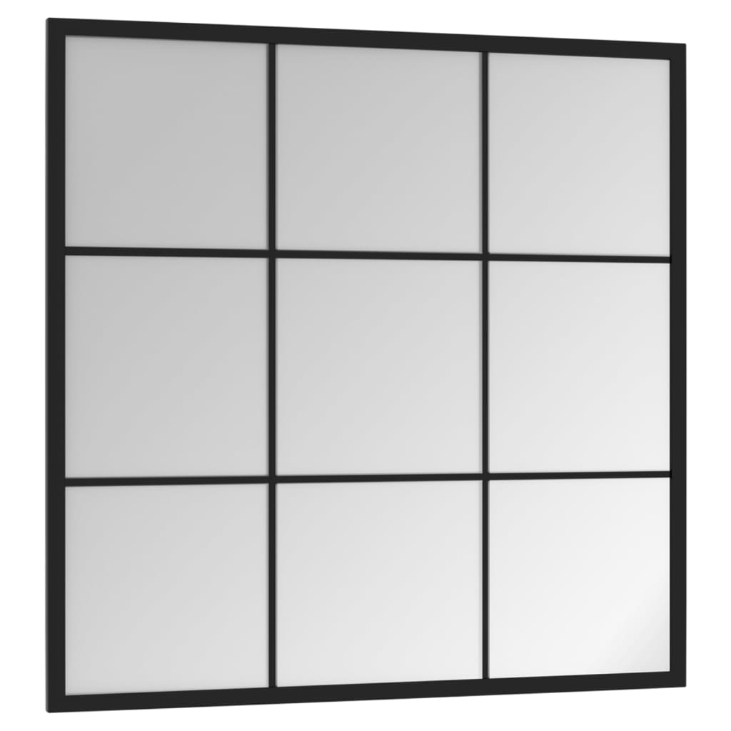 vidaXL Огледало за стена, черно, 60x60 см, метал
