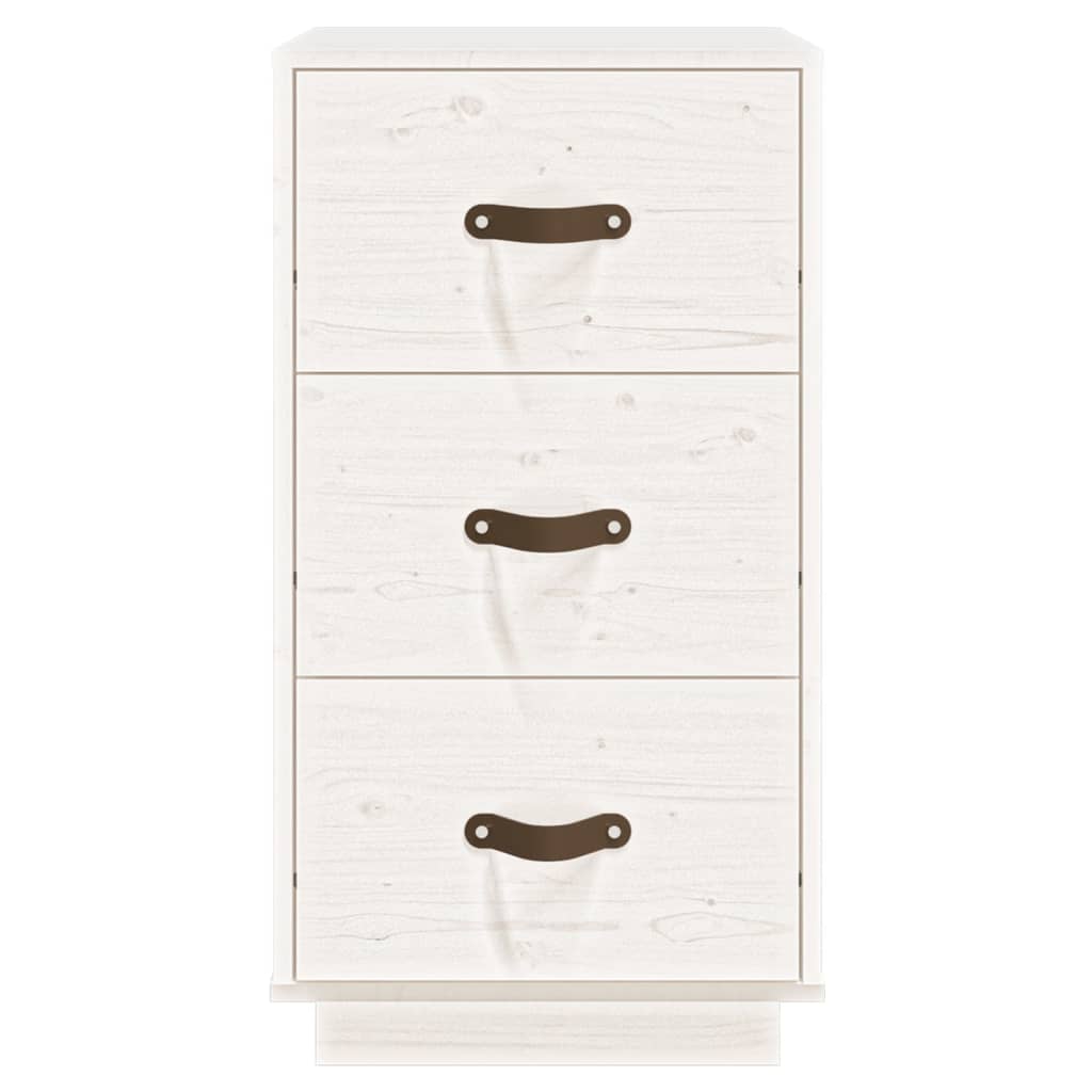 vidaXL Нощно шкафче, бяло, 40x40x75 см, борово дърво масив
