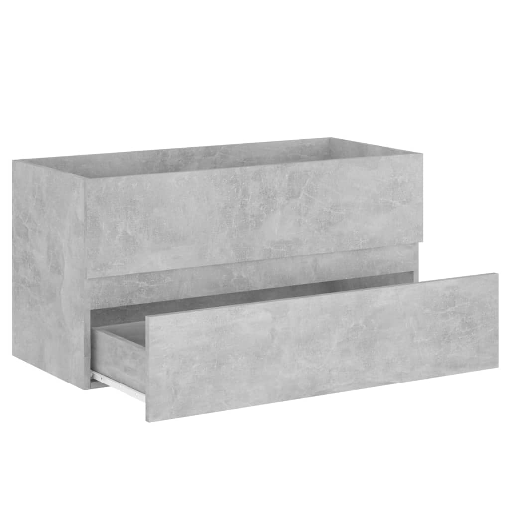 vidaXL Долен шкаф за мивка, бетонно сив, 90x38,5x45 см, ПДЧ