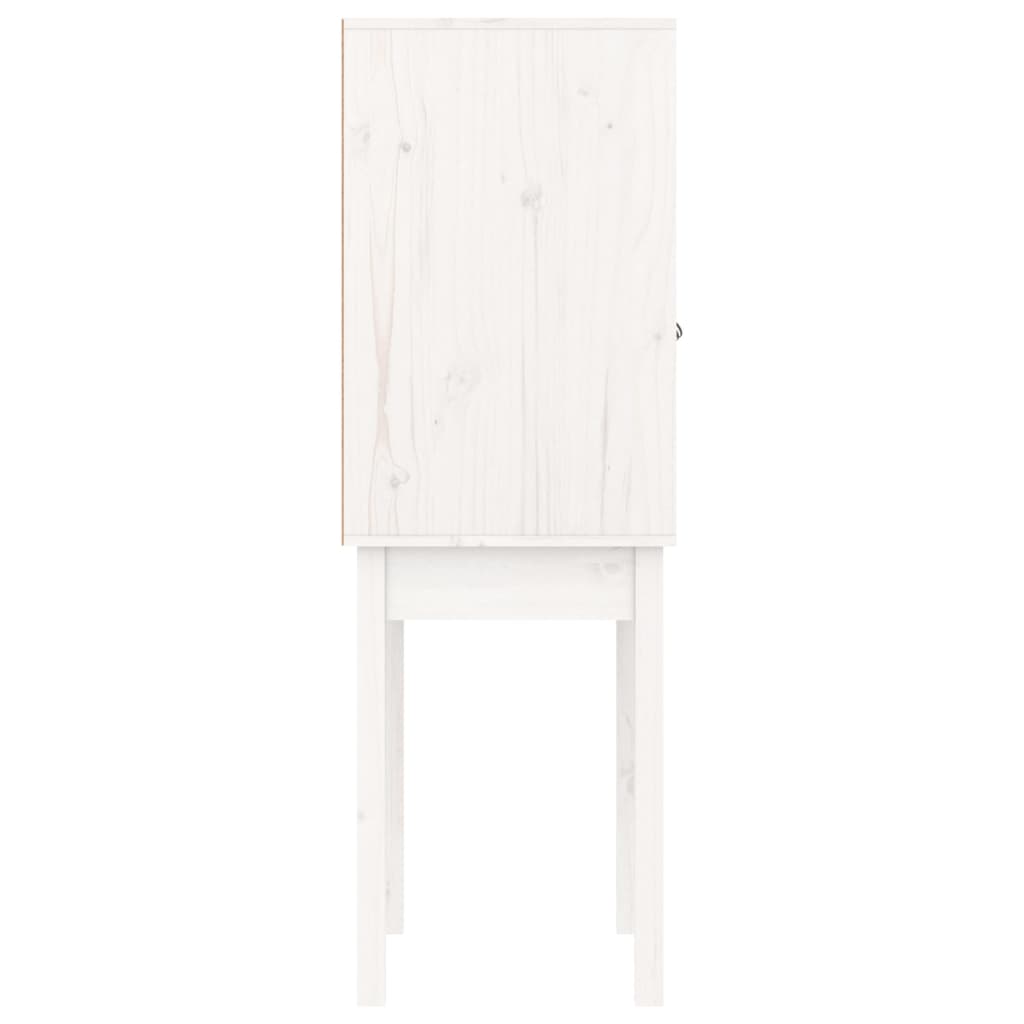 vidaXL Висок шкаф, бял, 60x40x120 см, борово дърво масив