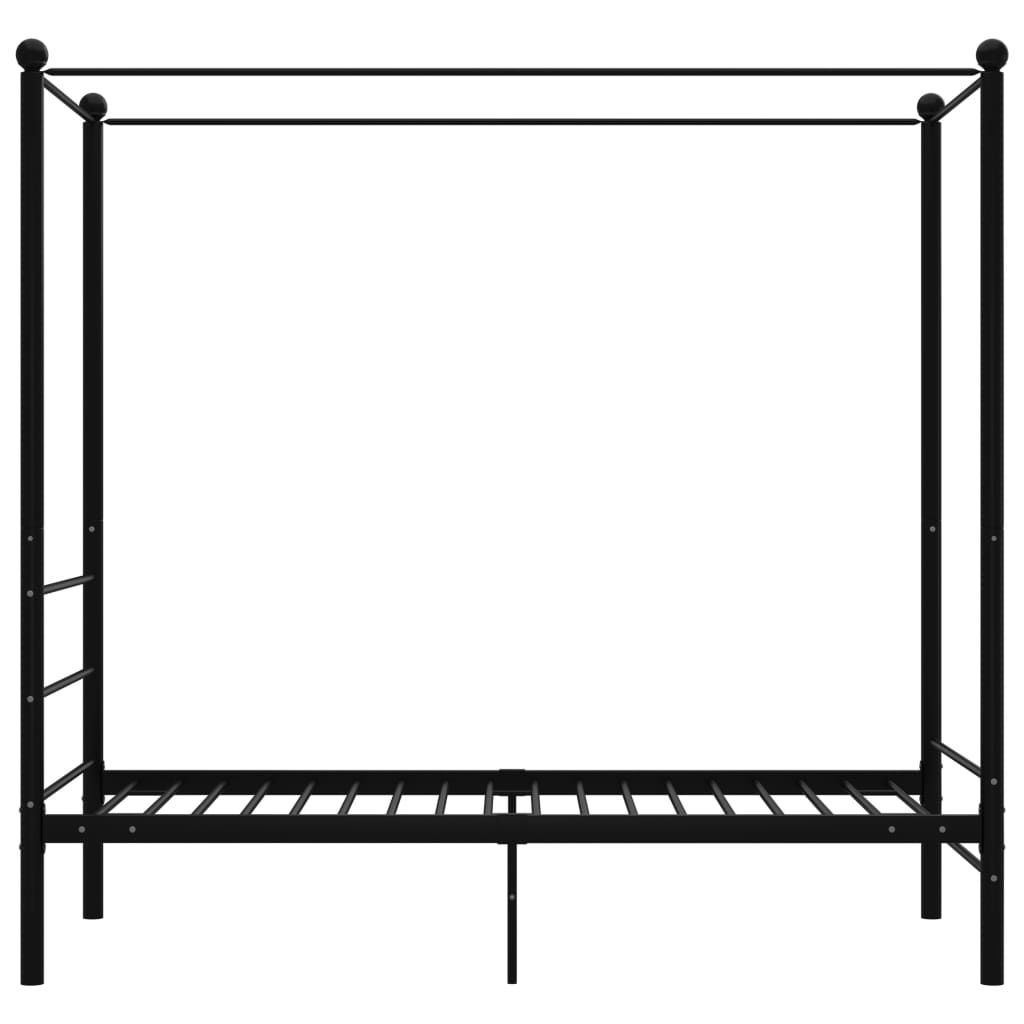 vidaXL Рамка за легло с балдахин, черна, метал, 100x200 cм