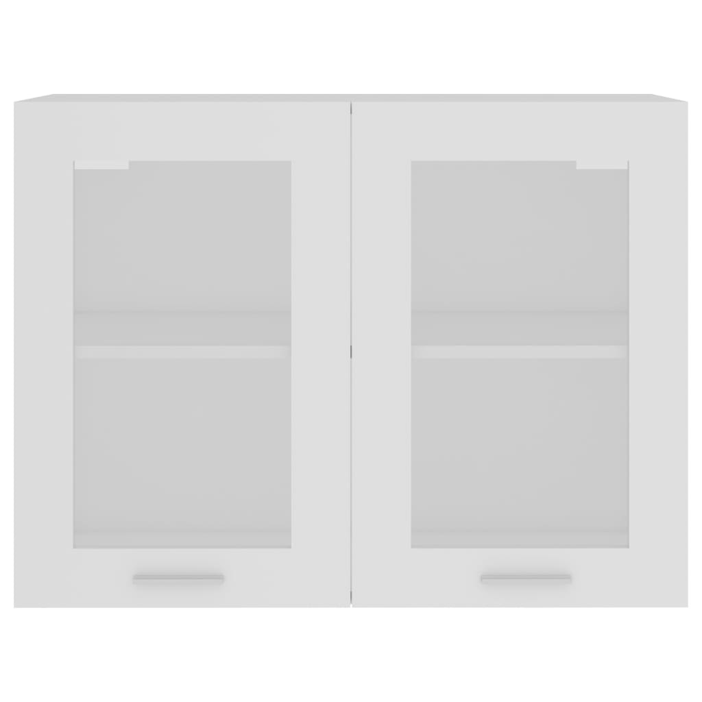 vidaXL Висящ стъклен шкаф, бял, 80x31x60 см, ПДЧ