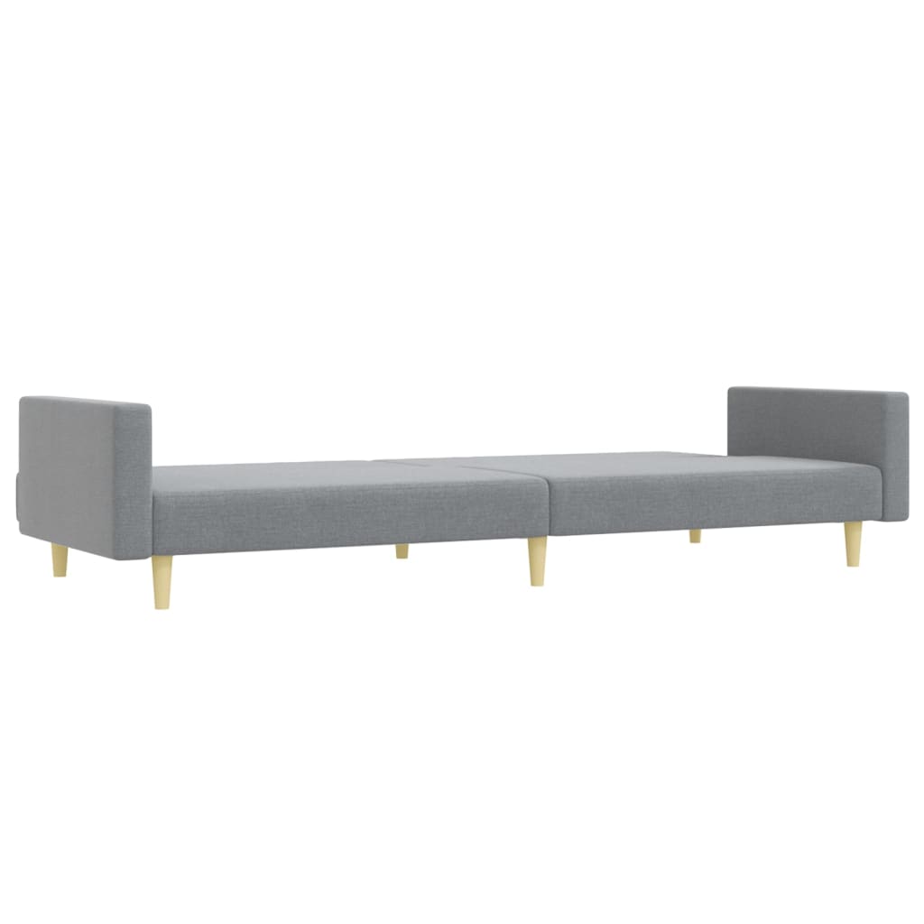 vidaXL 2-местен диван с табуретка, светлосив, текстил