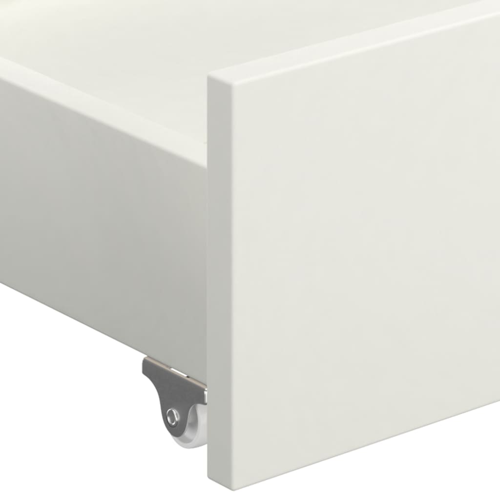 vidaXL Рамка за легло с 2 чекмеджета, бяла, бор масив, 140x200 см