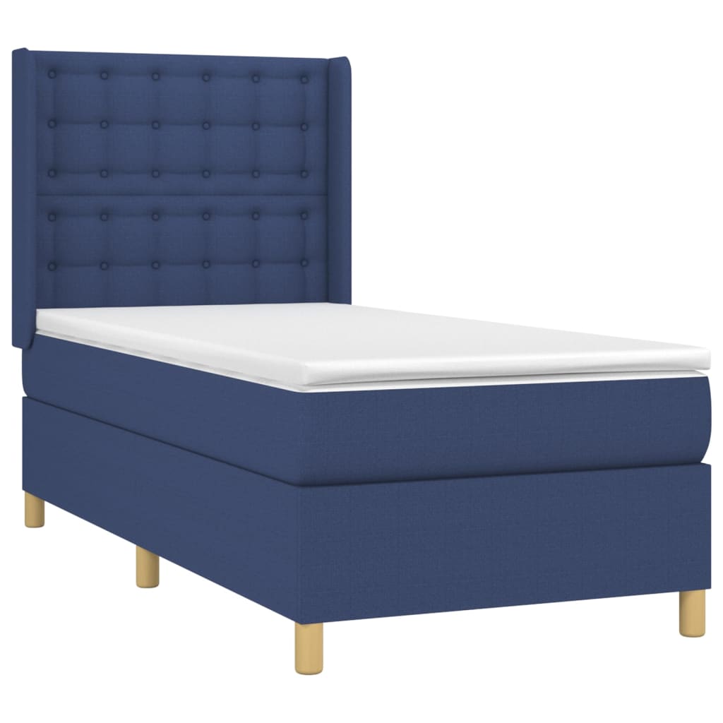 vidaXL Боксспринг легло с матрак и LED, синьо, 100x200 см, плат