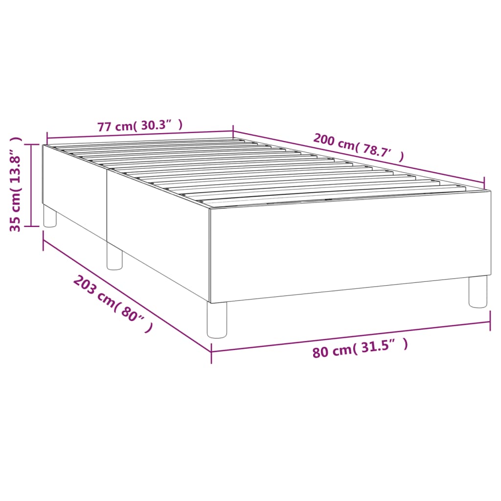 vidaXL Рамка за легло, тъмносива, 80x200 см, кадифе