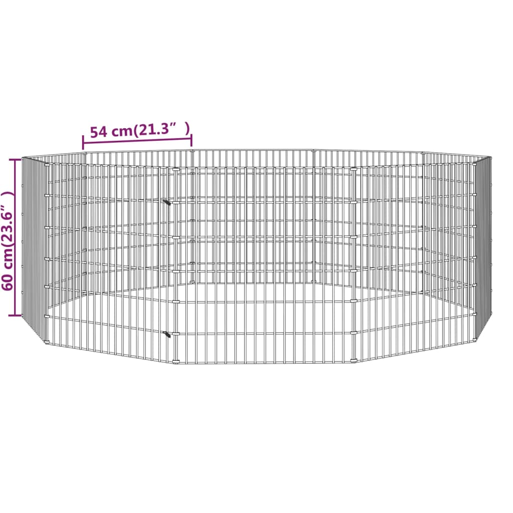 vidaXL Клетка за зайци, 10 панела, 54x60 см, поцинковано желязо