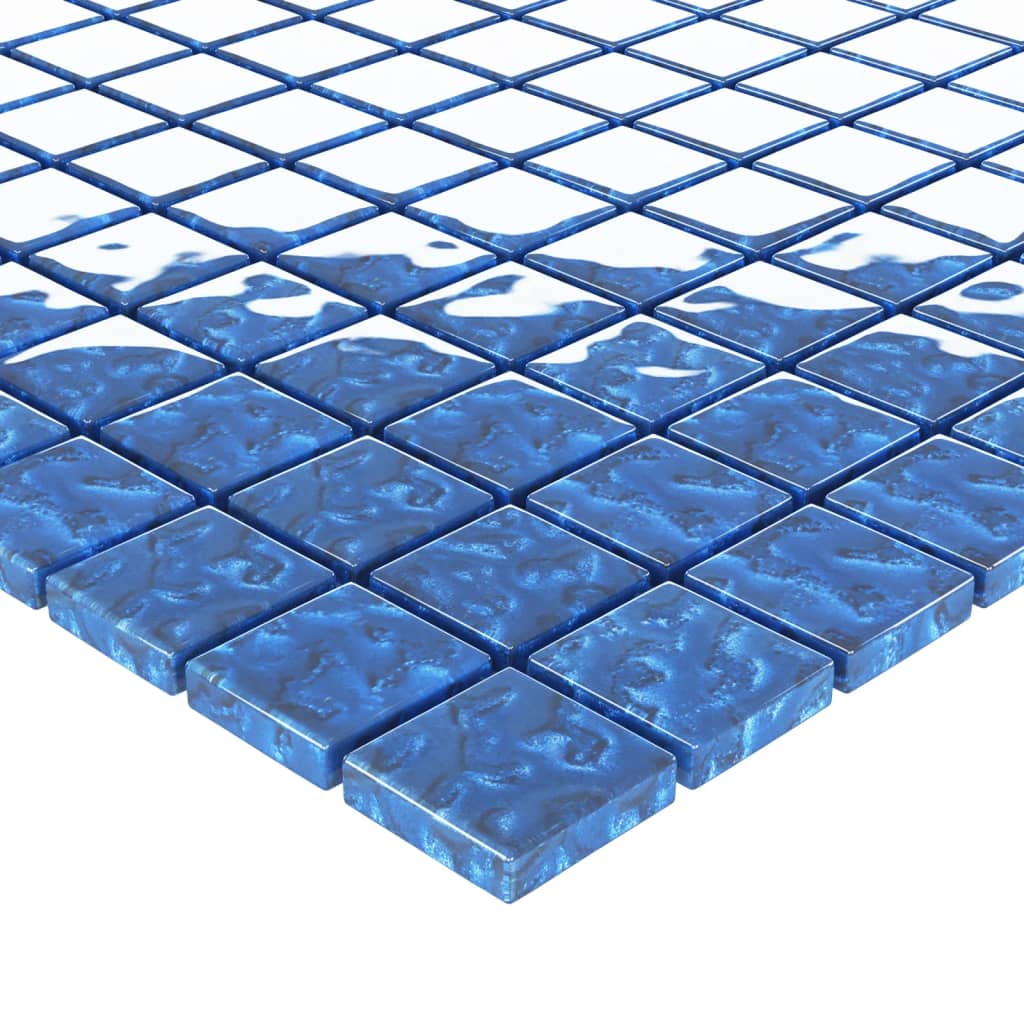 vidaXL Плочки тип мозайка, 11 бр, синьо, 30х30 см, стъкло