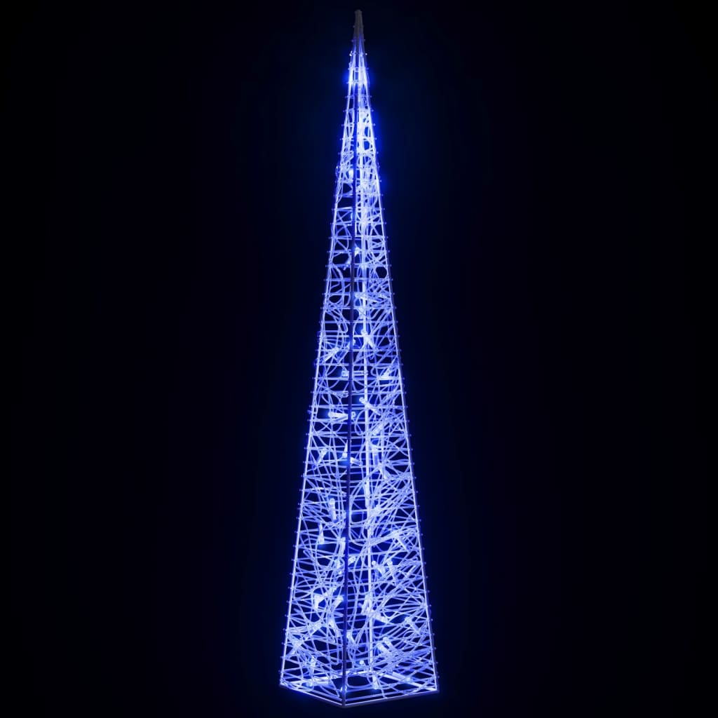 vidaXL Акрилен декоративен LED светещ конус, син, 120 см