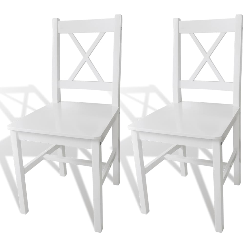 vidaXL Трапезни столове, 2 бр, бели, борова дървесина