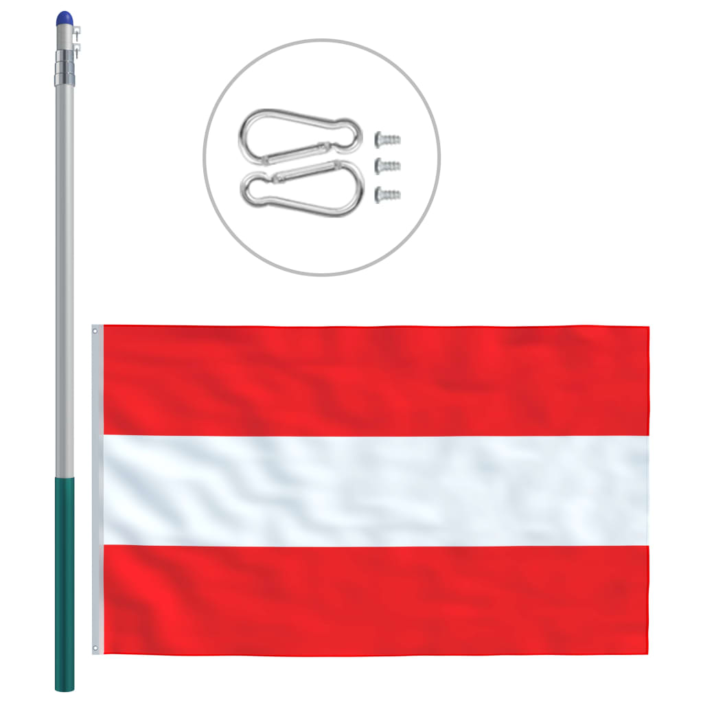 vidaXL Флаг на Австрия и алуминиев флагщок, 6 м