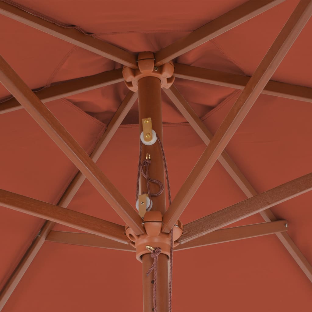 vidaXL Градински чадър с дървен прът, 270 см, теракота