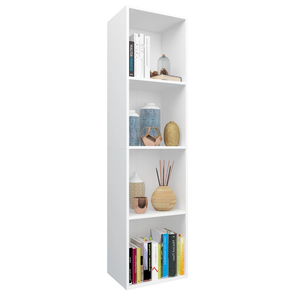 vidaXL Библиотека/ТВ шкаф, бяла, 36x30x143 см, ПДЧ