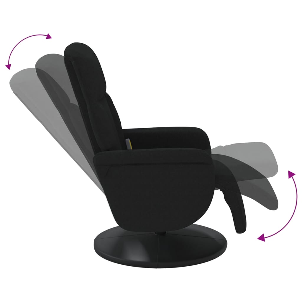 vidaXL Масажен реклайнер стол с поставка за крака, черен, кадифе