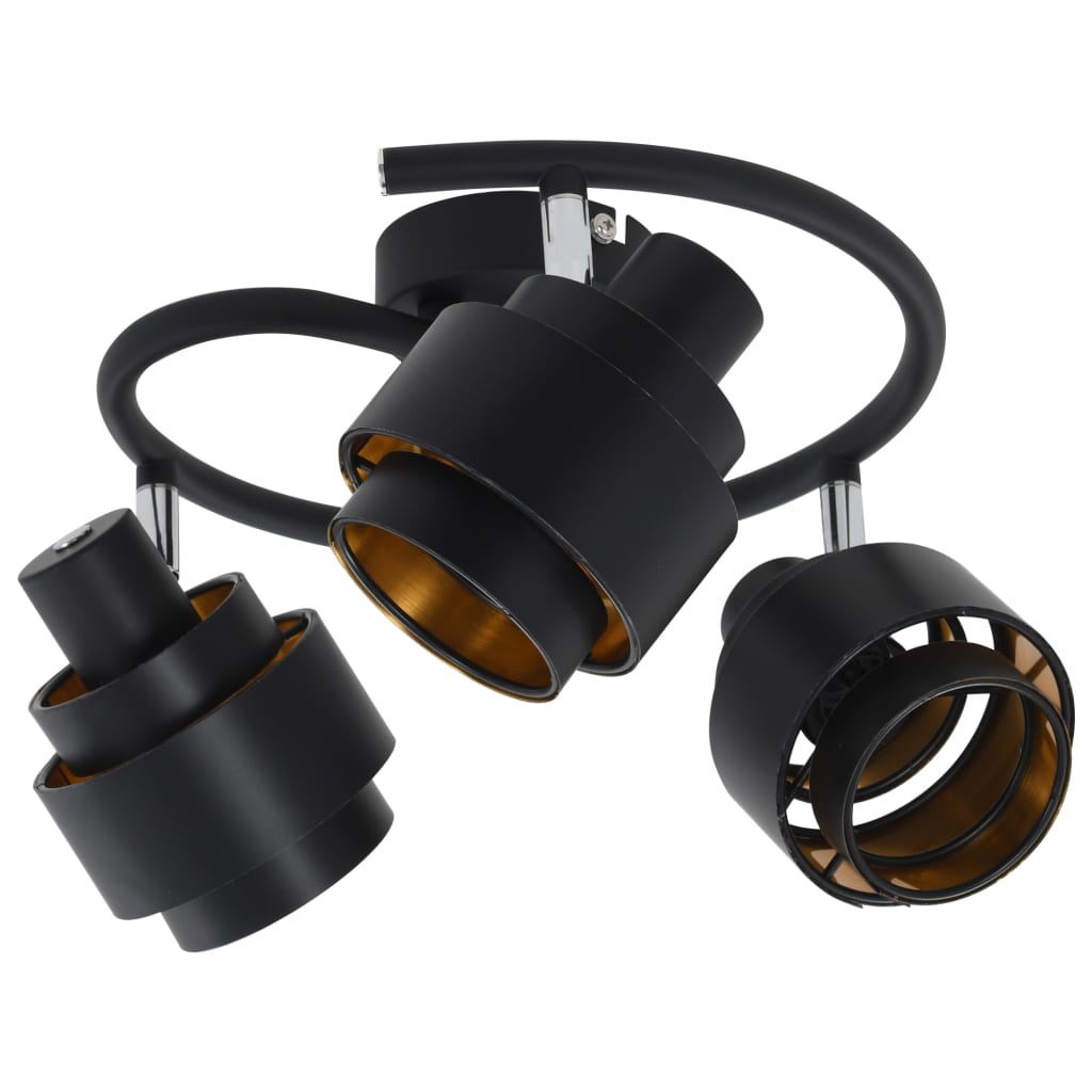 vidaXL 3-посочна спот лампа, черна, E14