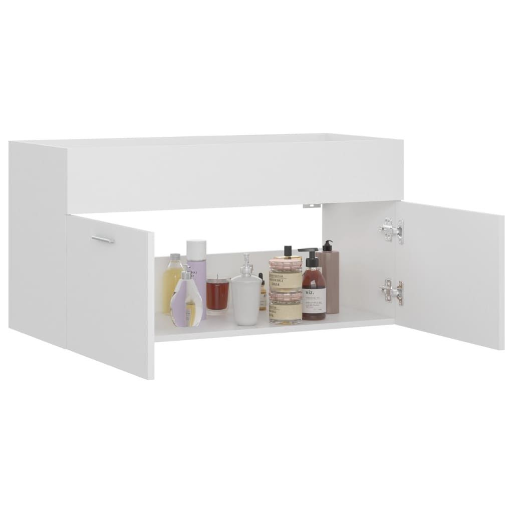 vidaXL Долен шкаф за мивка, бял, 90x38,5x46 см, ПДЧ