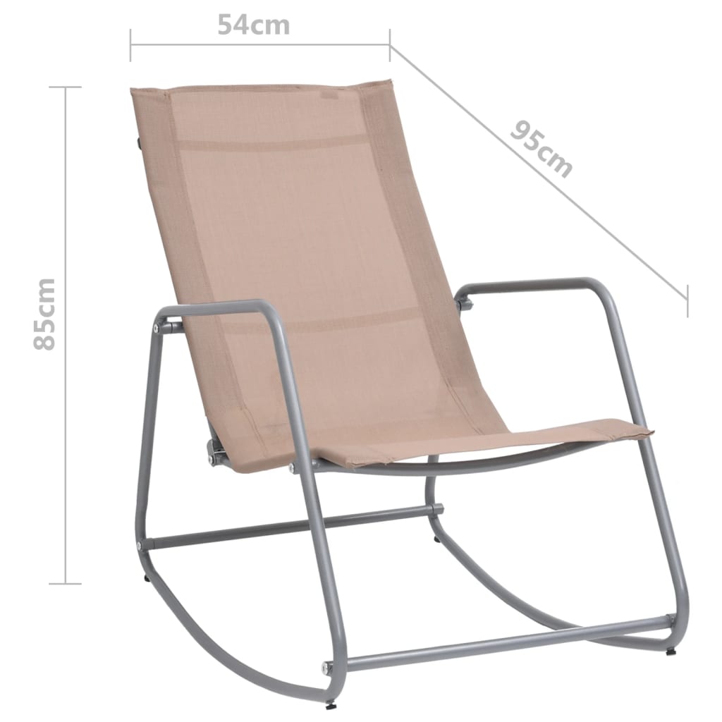 vidaXL Градински люлеещ се стол, таупе, 95x54x85 см, textilene