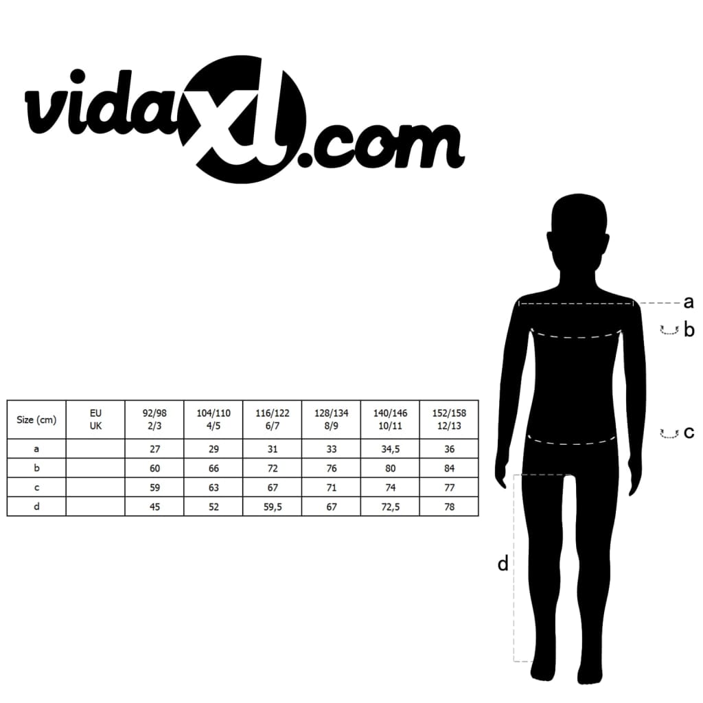vidaXL Детски официален костюм от 3 части, размер 116/122, черен