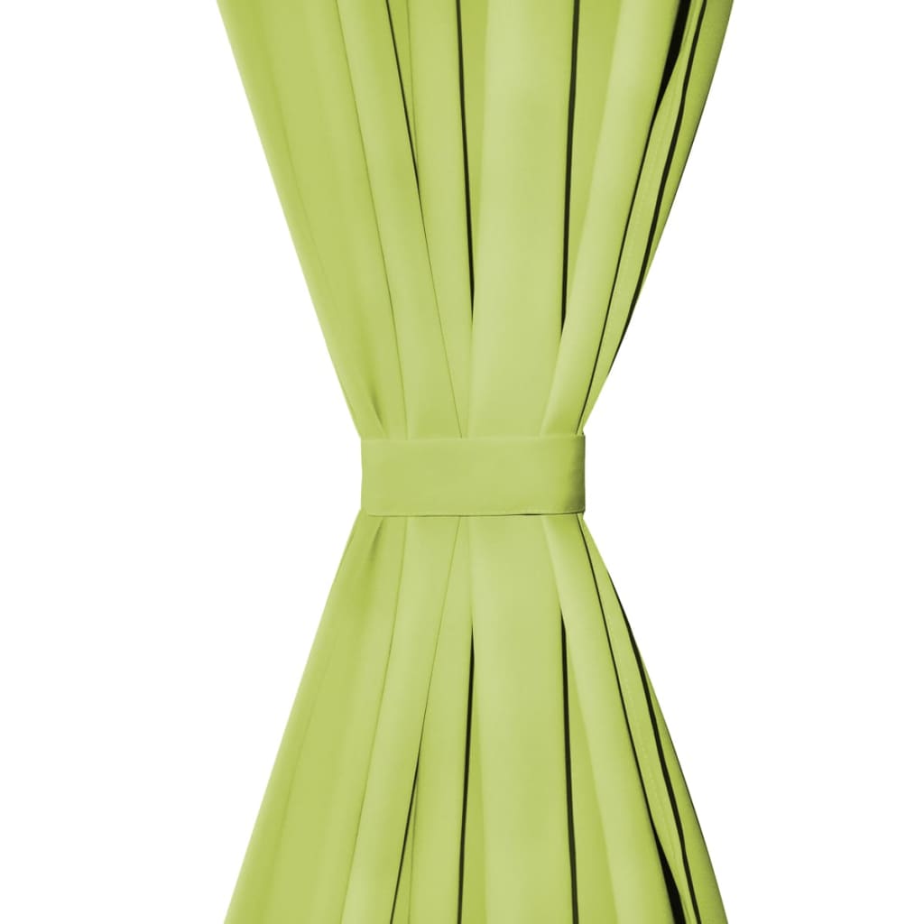vidaXL Завеси от микросатен, 2 бр, с "уши", 140x225 см, зелени