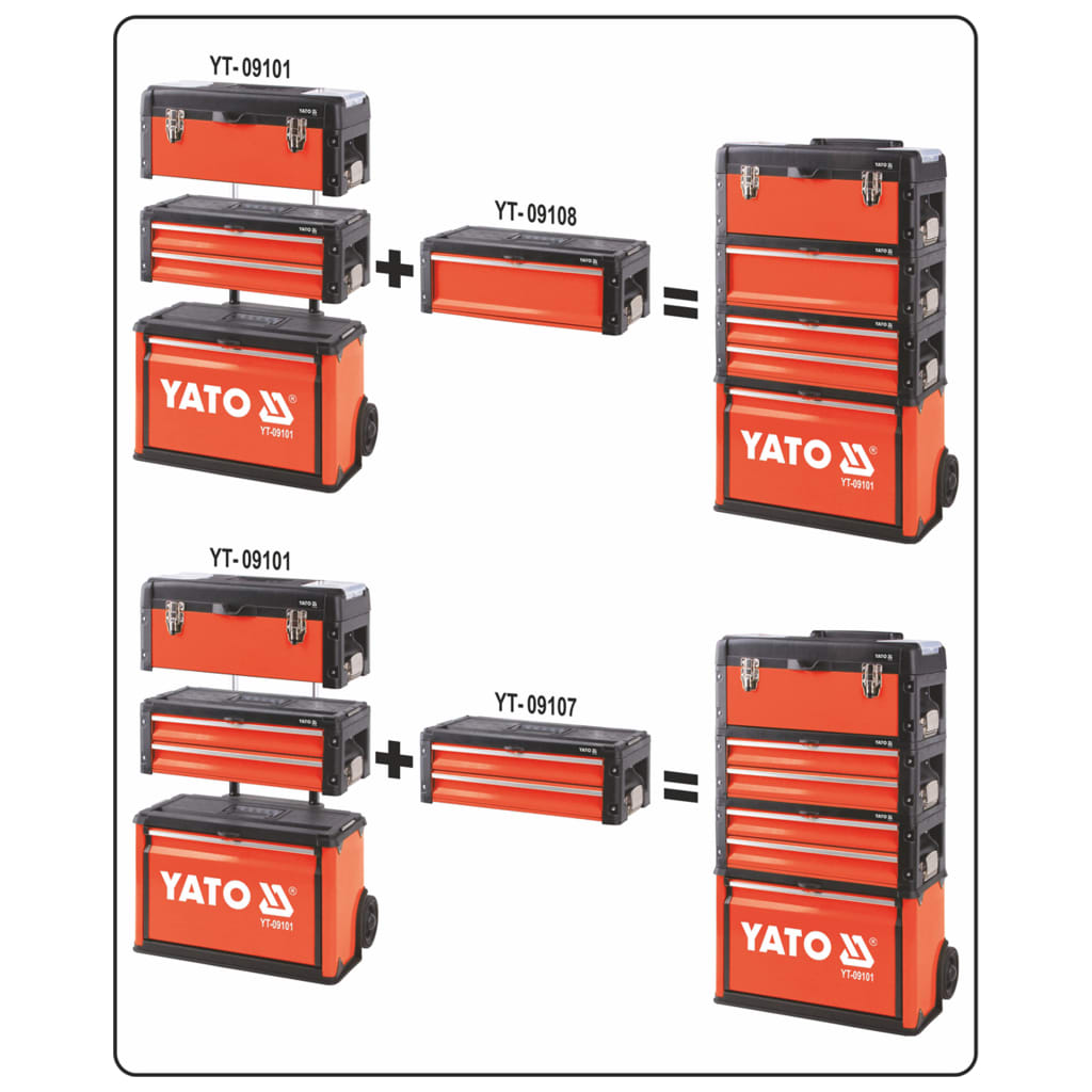 YATO Мобилен куфар за инструменти с 3 чекмеджета 52x32x72 см